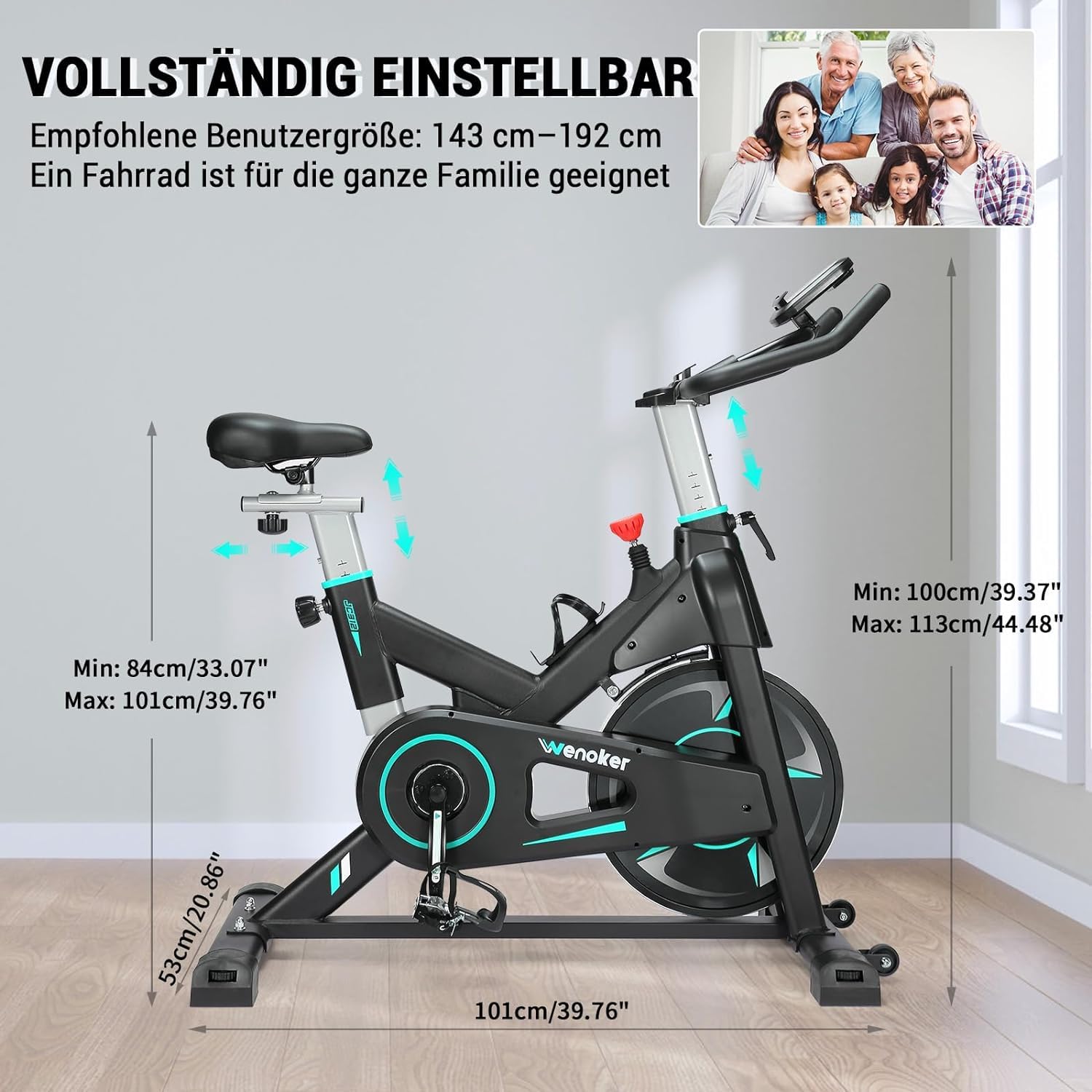 WENOKER Heimtrainer, Magnetwiderstand Stationäres Fahrrad für Zuhause[2025 Aktualisierte]