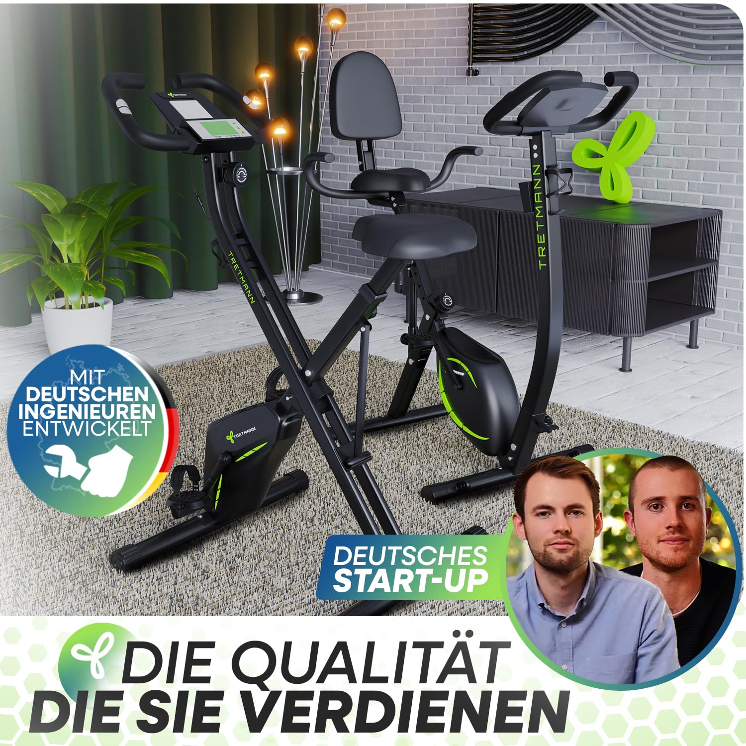 Neu Tretmann Hometrainer fahrrad Klappbar Set-extra bequem & leise- [RelaxFoam] bis 150KG Belastbar Ergometer, Heimtrainer fahrrad, Ergometer Heimtrainer Senioren, Spinning Bike Indoor, Fitnessbikes