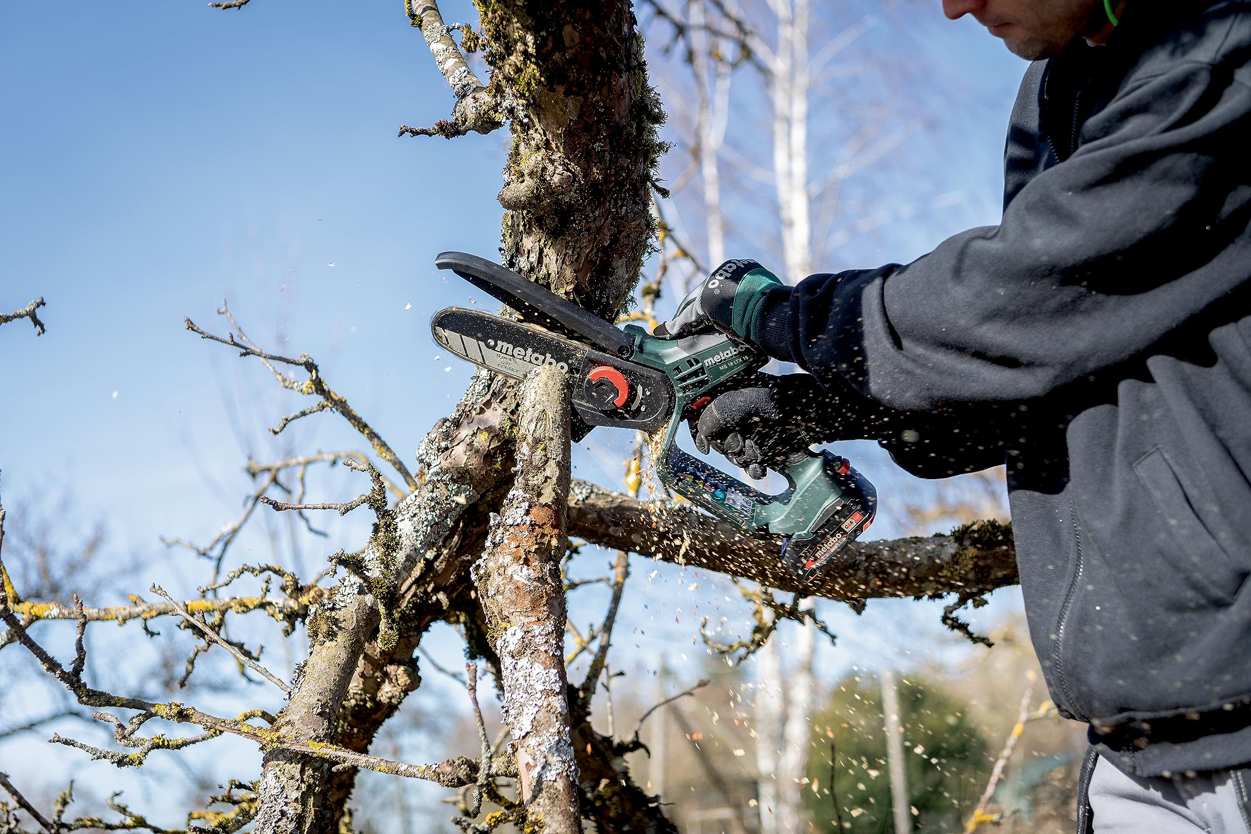 Metabo Akku Gehölzsäge (Holzsäge ohne Akku, kleine Kettensäge 15 cm, ohne metaBox, Gartensäge) 600856850